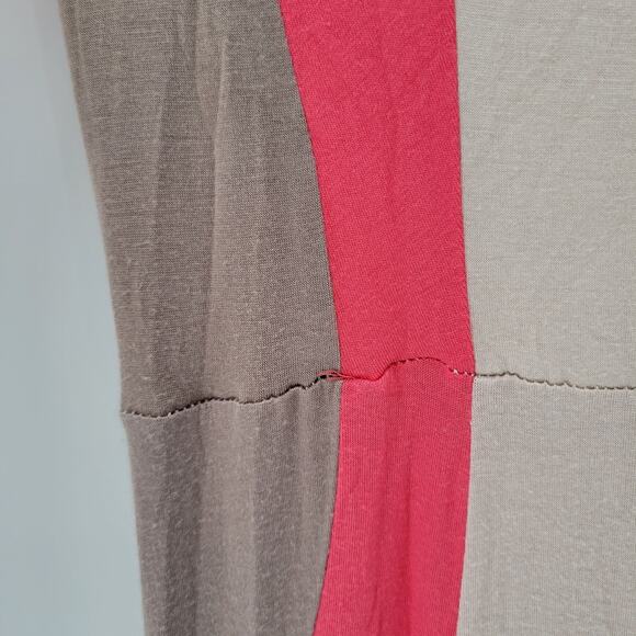 Monteau Maxi Tank Dress Womens M Beige Red Tan Color Block V Neck Sleeveless - Picture 11 of 12